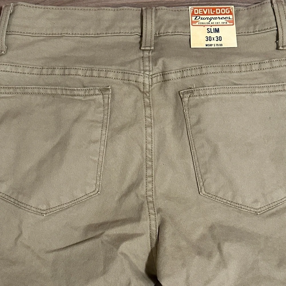 Devil Dog Dungarees Jeans Pants Mens 30x30 Slim Regular Waist Khaki DD2006